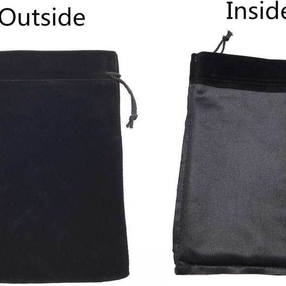 6pcs 7" X 5" Velvet Cloth Jewelry Pouches/Drawstring Bags Black - Picture 3 of 5